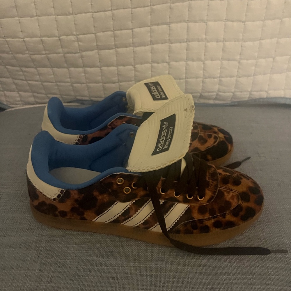 Adidas Leopard Print Sneakers with White Stripes inspired wales Bonner